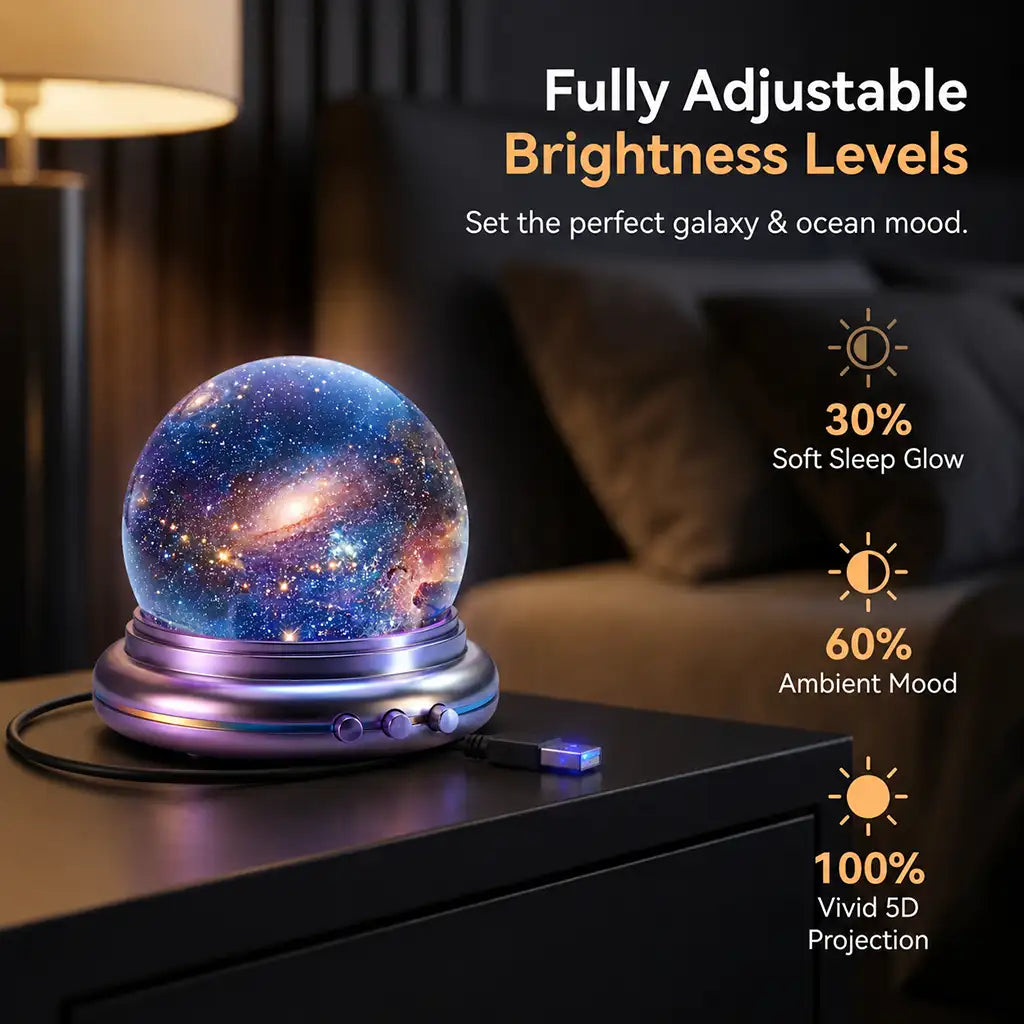 Topacme®🦕 Galaxy Night Light Projector – 360° Starry Sky & Ocean Wave Ambient Light