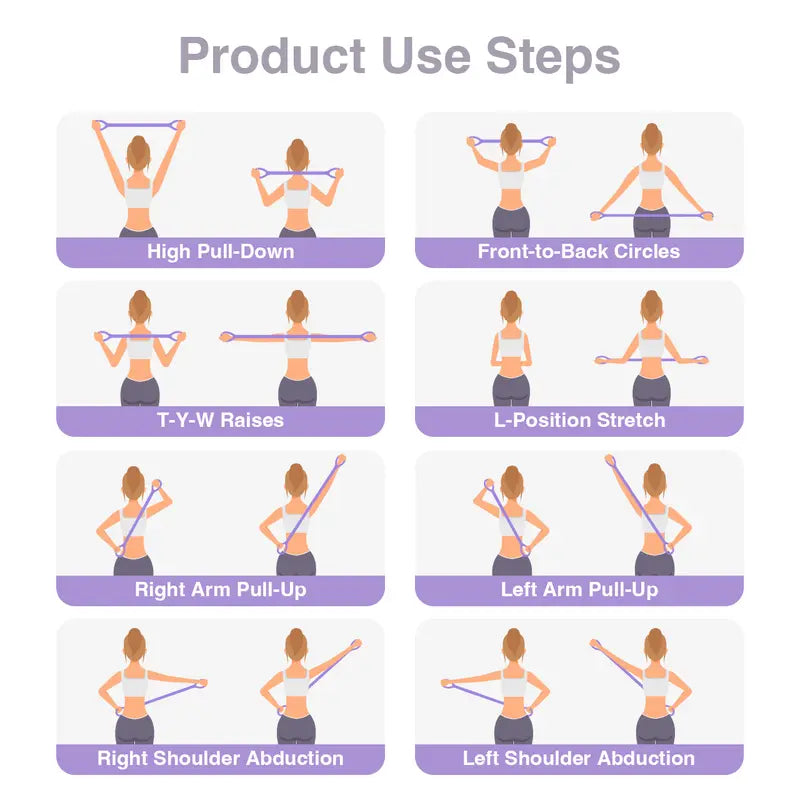 MIOWIX® Resistance Bands Figure 8 Exercise Bands for Women Silicone Material Expander Band for Arms Chest Home Gym Yoga Equipment Quick Workout for Muscle Toning Physical Therapy Stretching Gear - Fitness Accessories