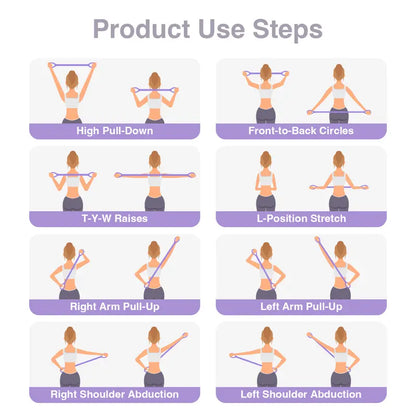 MIOWIX® Resistance Bands Figure 8 Exercise Bands for Women Silicone Material Expander Band for Arms Chest Home Gym Yoga Equipment Quick Workout for Muscle Toning Physical Therapy Stretching Gear - Fitness Accessories