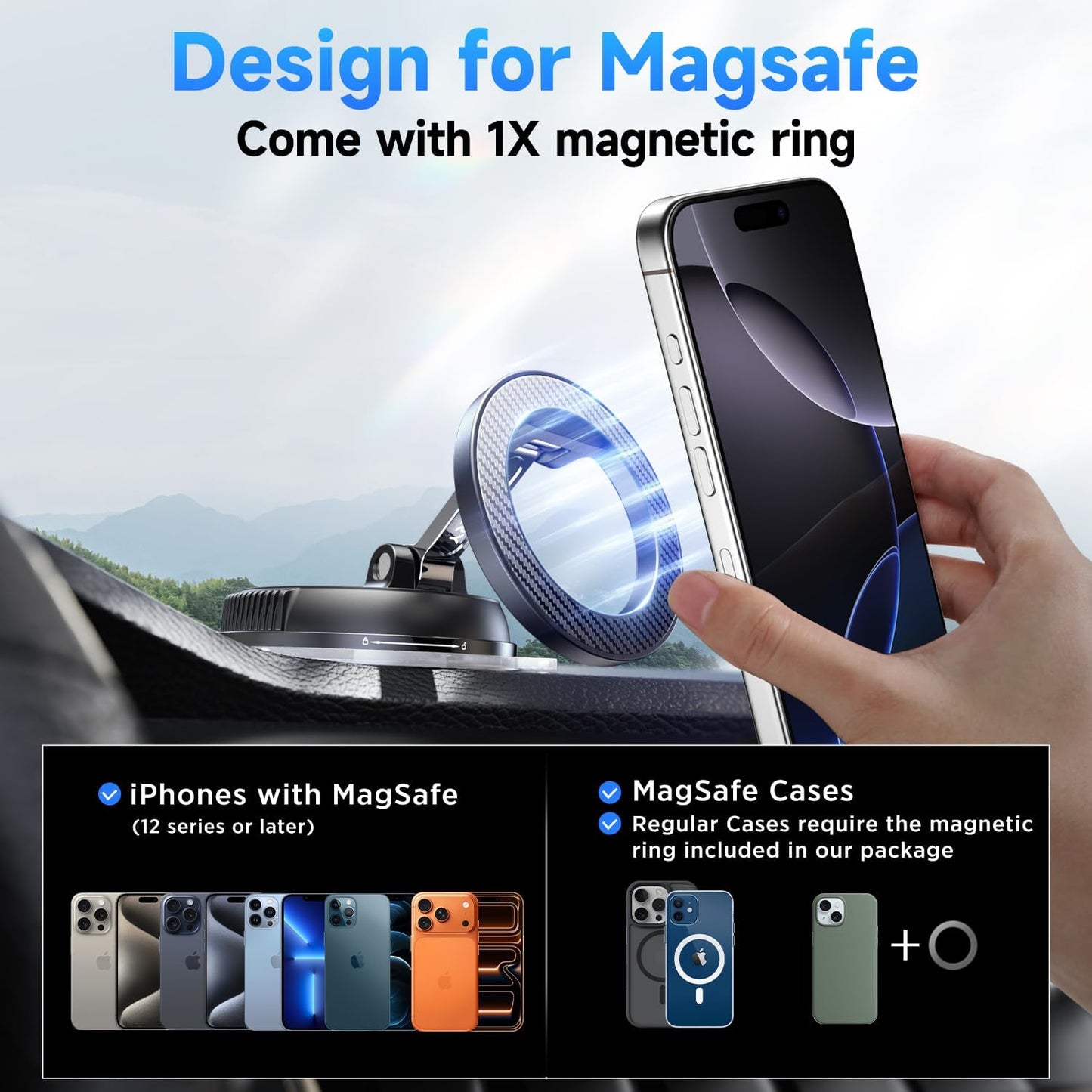 Miowix® MagSafe Car Phone Holder | Strong Magnetic Hold | 50% OFF Today