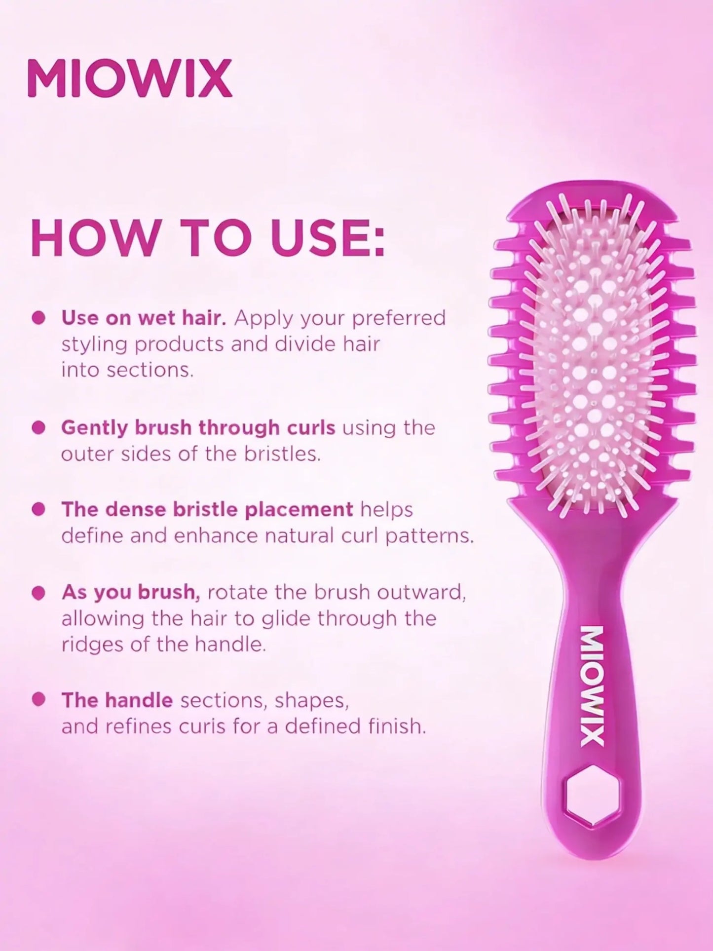 MIOWIX® Curl Defining Detangle Brush | Glides Through Curls Without The Pull | 50% OFF Today
