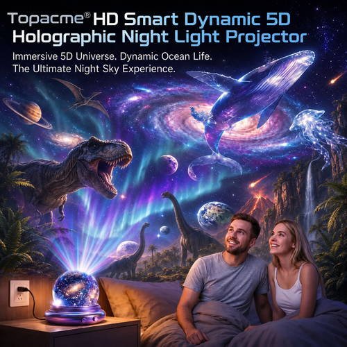 Topacme®🦕 Galaxy Night Light Projector – 360° Starry Sky & Ocean Wave Ambient Light