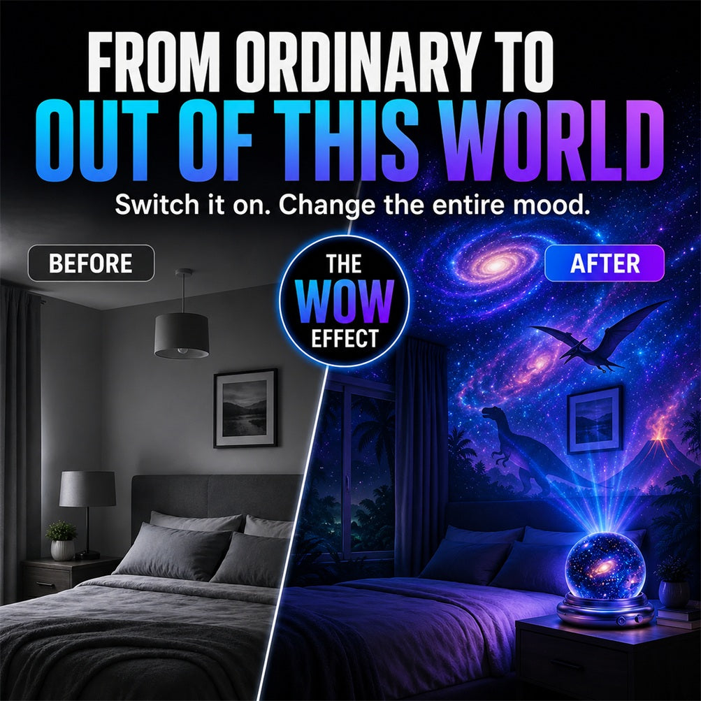 Topacme®🦕 Galaxy Night Light Projector – 360° Starry Sky & Ocean Wave Ambient Light