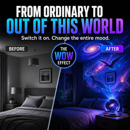 Topacme®🦕 Galaxy Night Light Projector – 360° Starry Sky & Ocean Wave Ambient Light