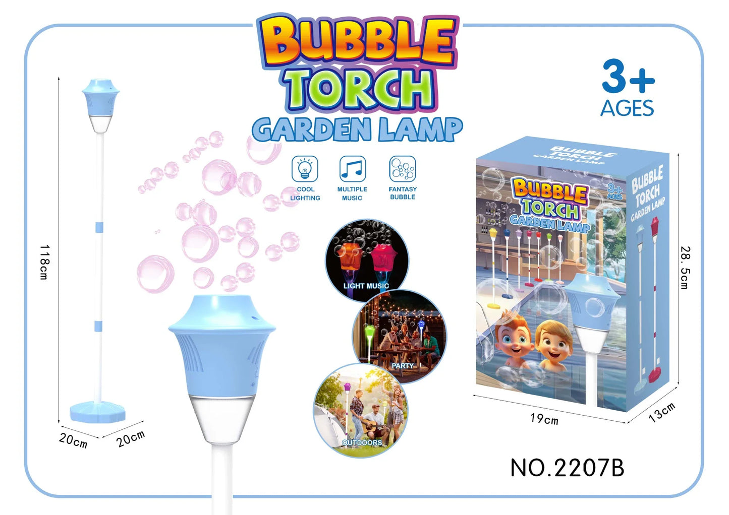 2026 Rechargeable Bubble Machine for Kids – 47" Automatic Bubble Maker with Music & Lights, 3 Adjustable Heights, Detachable Wand for Outdoor Parties & Weddings, Includes Bubble Solution