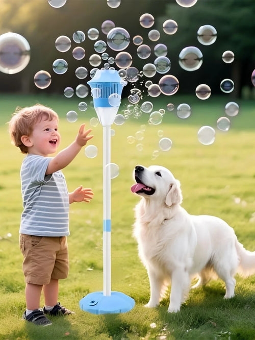 2026 Rechargeable Bubble Machine for Kids – 47" Automatic Bubble Maker with Music & Lights, 3 Adjustable Heights, Detachable Wand for Outdoor Parties & Weddings, Includes Bubble Solution