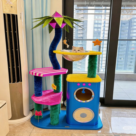 Meiowix® Whimsical Circus Cat Tree Tower – Multi-Level Interactive Scratching & Lounge Station for Indoor Cats