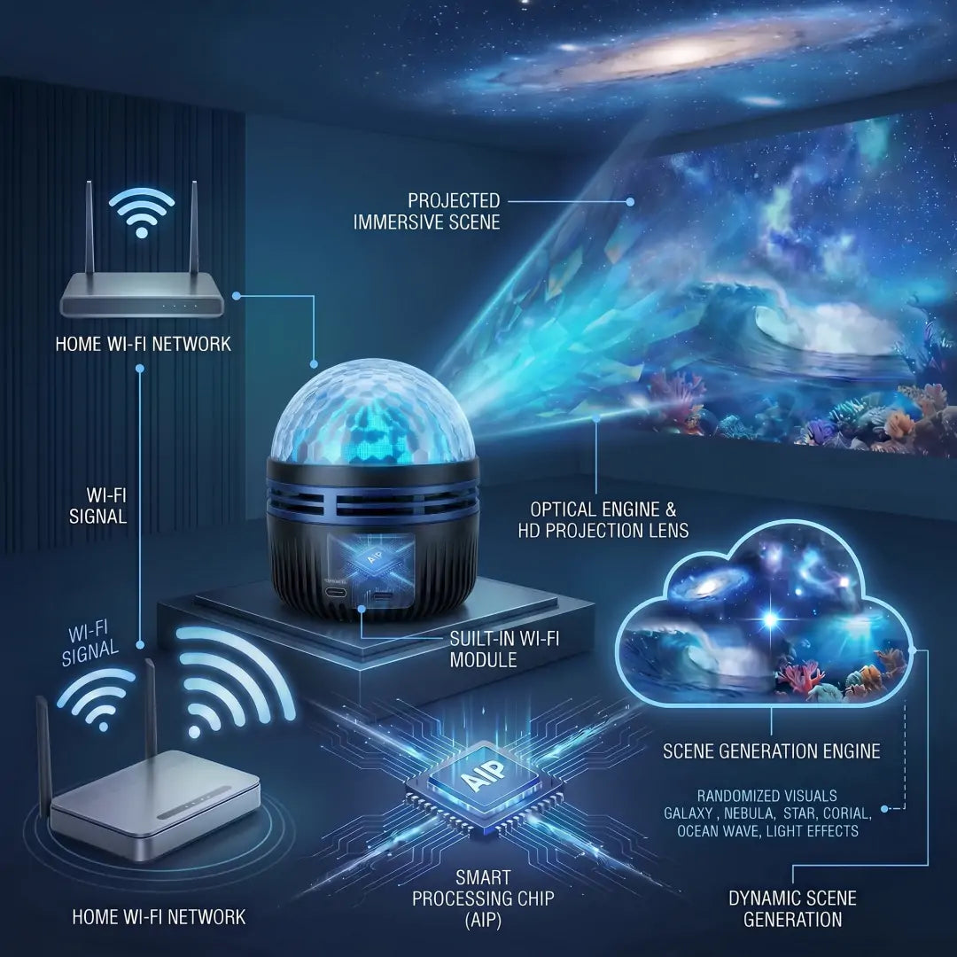 Official U.K. Store | Topacme® 360° Night Light Projector - Smart Holographic Star Projector