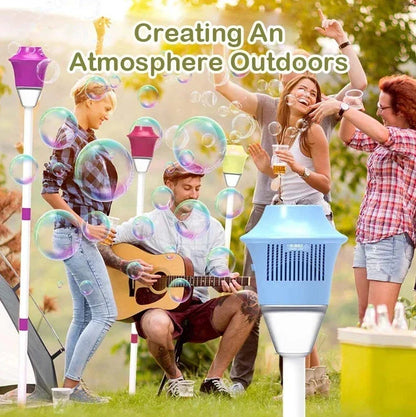 2026 Rechargeable Bubble Machine for Kids – 47" Automatic Bubble Maker with Music & Lights, 3 Adjustable Heights, Detachable Wand for Outdoor Parties & Weddings, Includes Bubble Solution